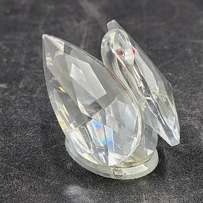 Swarovski Crystal Swan Figurine 2" with Red Eyes Elegant Collectible Vtg Decor