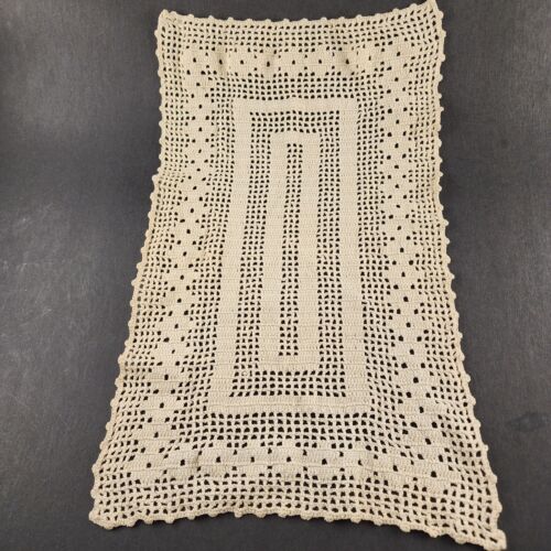 3 Vintage Crochet Lace Doily Table Linen Round Oblong White Cream 15" 12", 15x9"