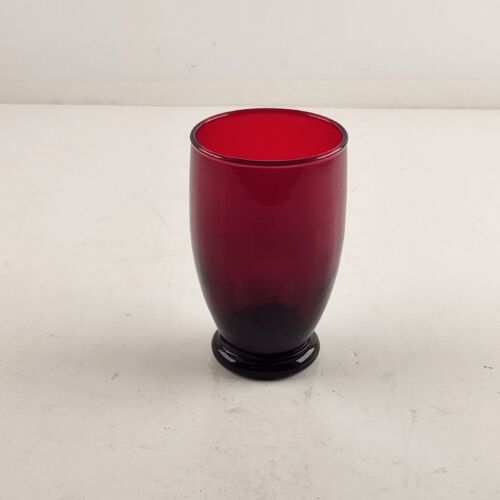 Set of 4 Anchor Hocking Royal Ruby 5 Oz Footed Juice Tumbler 3.75" Vintage