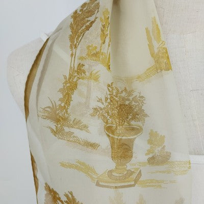 Yellow Gold Scarf Chiffon Monochromatic Design Forest Trees Rectangle 13" x 53"