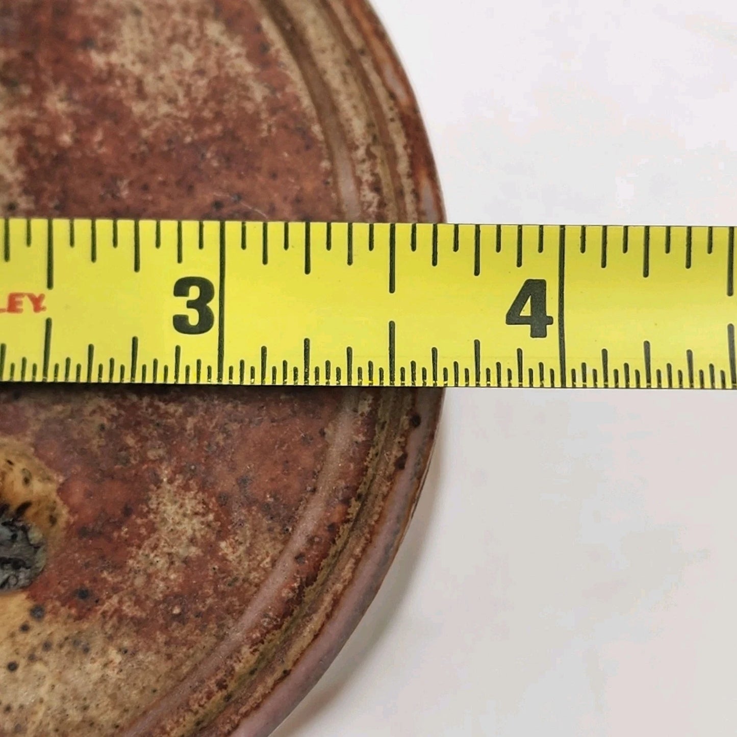 Handcrafted Speckled Stoneware Pottery Lidded Jar w Ribbon Handle Rustic Decor