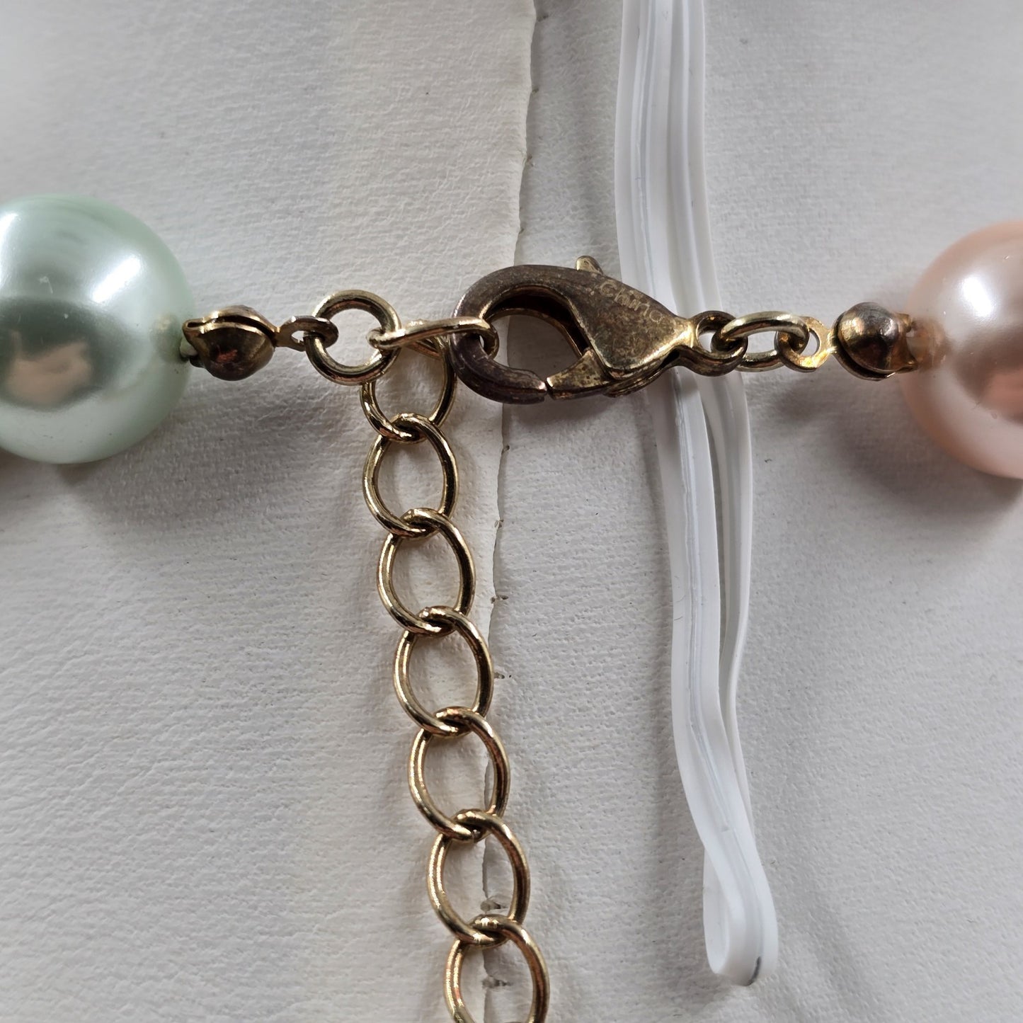 Kenneth Jay Lane Multicolor Faux Pearl Knotted Beads Necklace 9" 2009