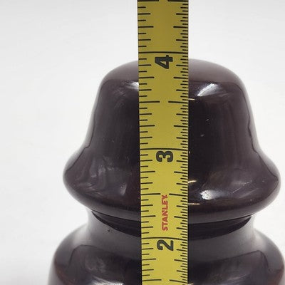 1953 Dark Brown Ceramic Porcelain Insulator 3.5" Tall x 3.25" Wide