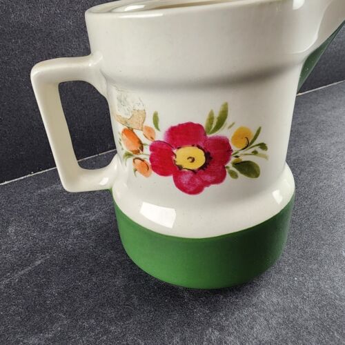 Pagnossin Treviso Italy Strong Earthenware Creamer Floral Green Border