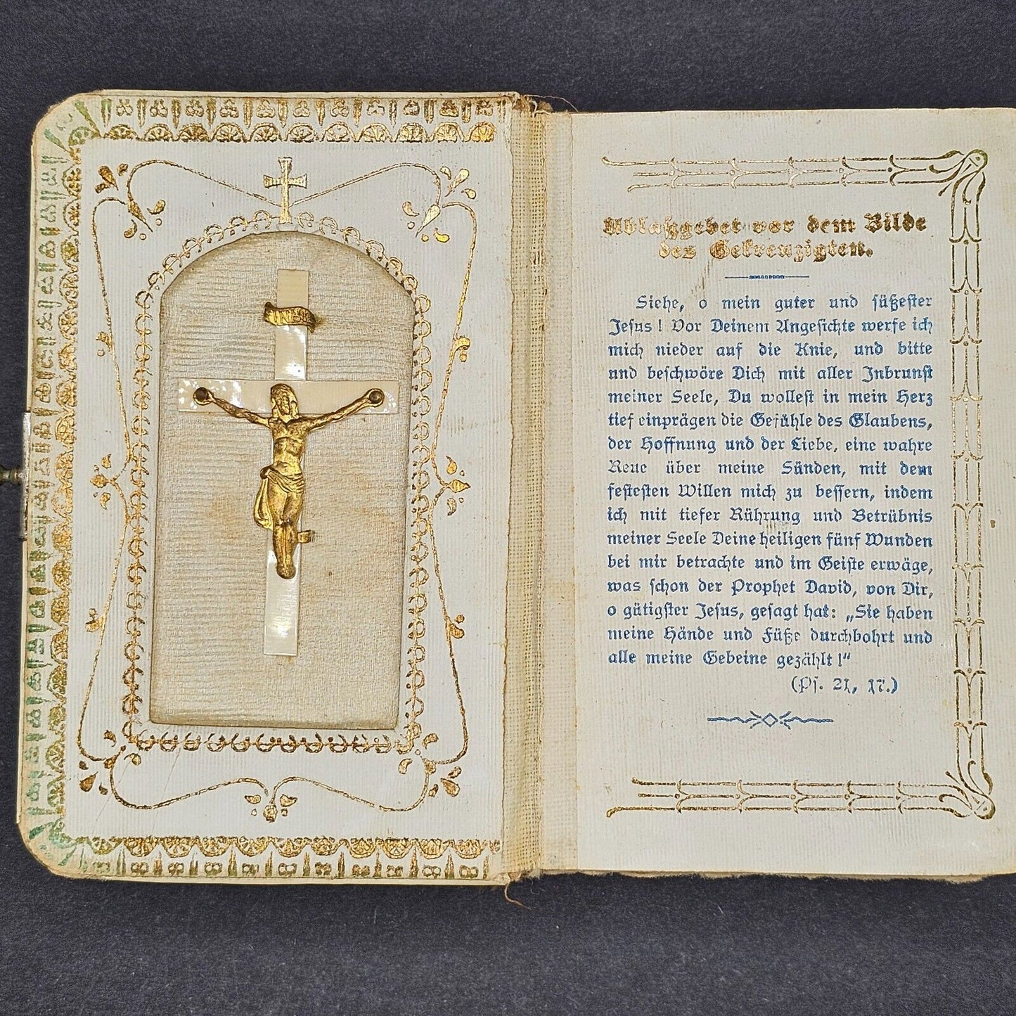 2 Antique 1899 Miniature Prayer Books Holy German Leather Catholic Christian