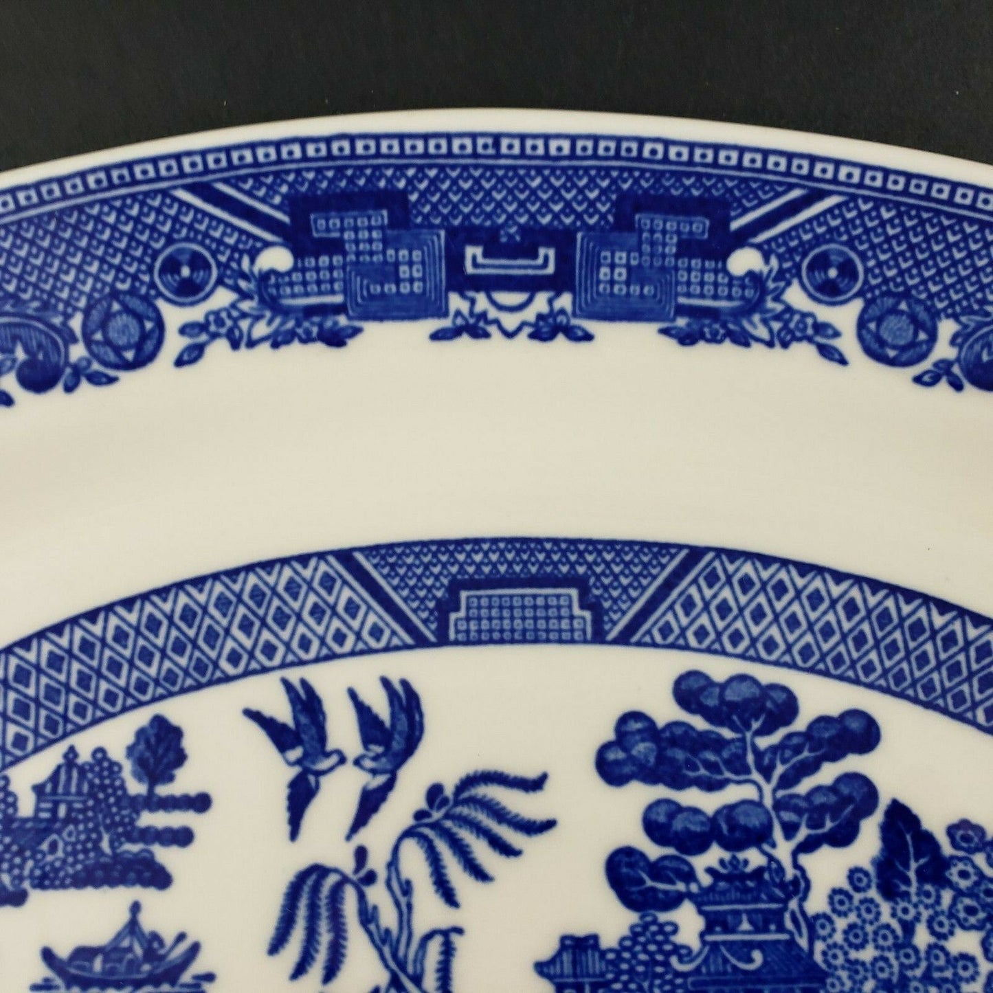 Buffalo Pottery Blue Willow 13" Oval Serving Platter Restaurant Ware Antique