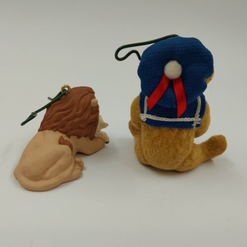 2 Hallmark Keepsake 1997 Christmas Ornaments SAILOR BEAR and Lion & Lamb VTG