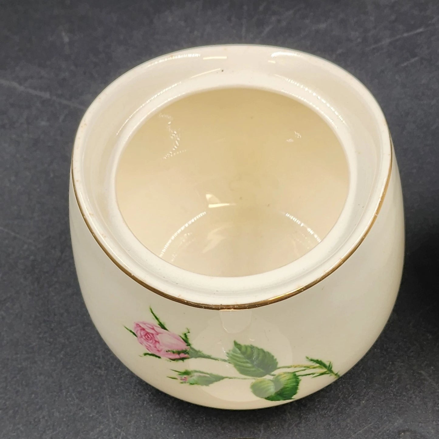 Porcelain China Creamer Sugar Bowl Set Pink Rose White China Floral Vintage USA