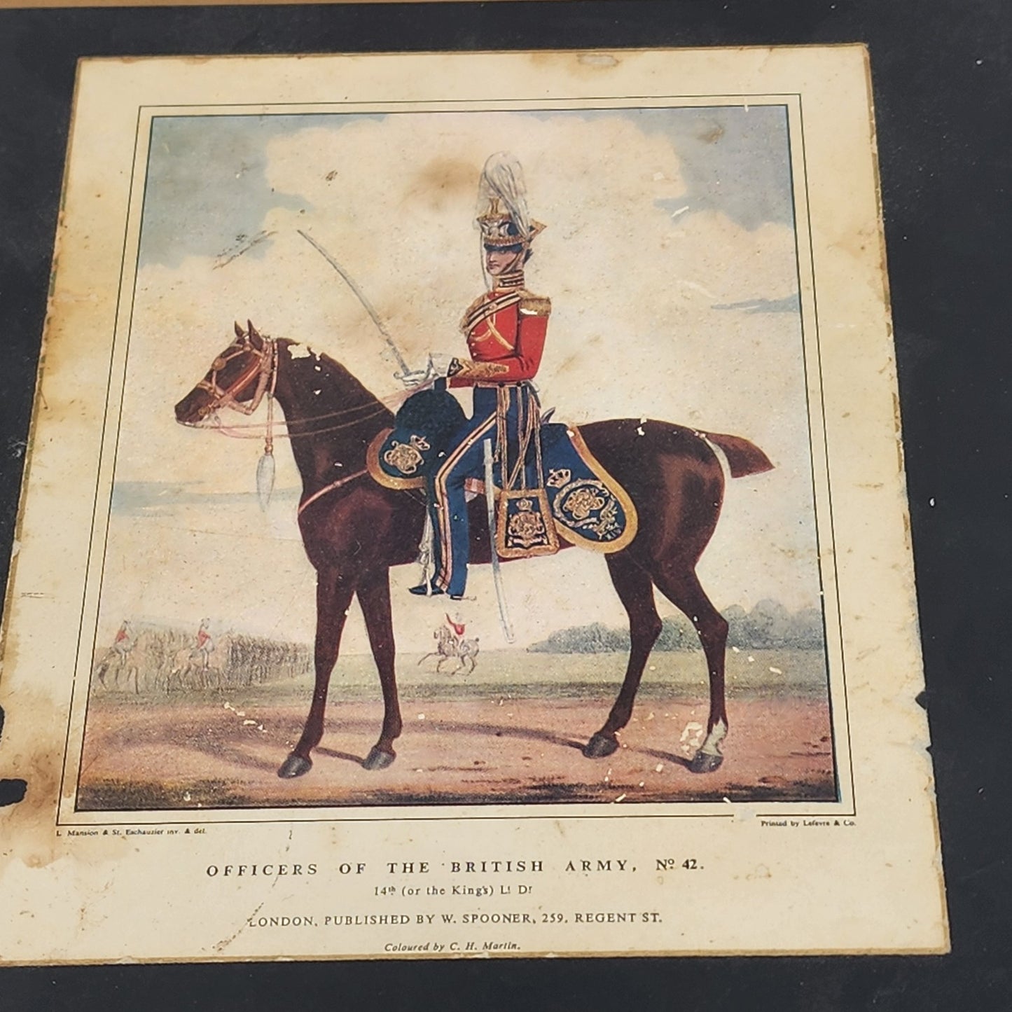 Officers Of The British Army No 42 Image Print Hardboard Frame Black Matted