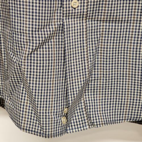 David Taylor Men’s Long Sleeve Navy Blue And White Plaid Button Down Shirt