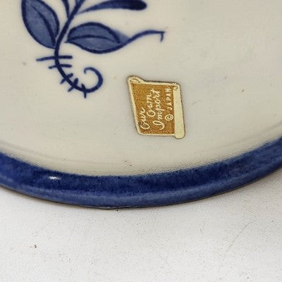 White with Blue Flower Design Scoop Shape Delftware Porcelain Candlestick Holder