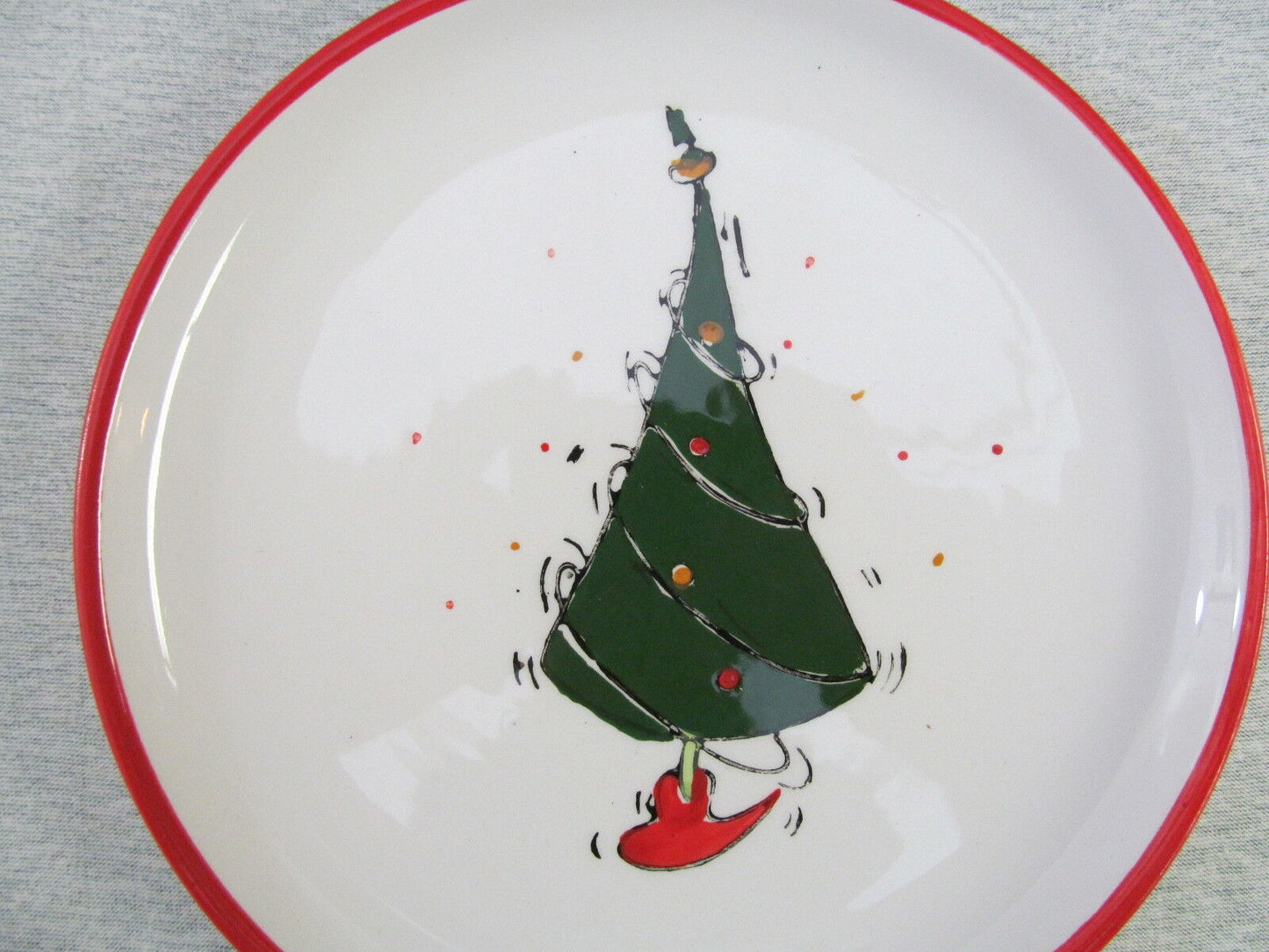 Set of 4 Christmas Tree Desert Plates International Silver Co 8" Diameter