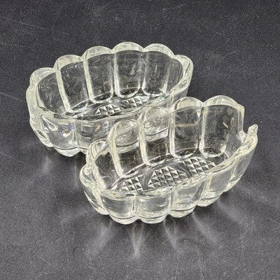 2 Princess House 438 Crystal Utensil Holders Buffet Server Spoon Fork Rests