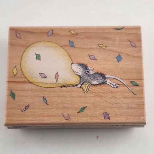 Stampabilities Wooden Mounted Rubber Stamp Balloon Ride Design/Pattern Vintage