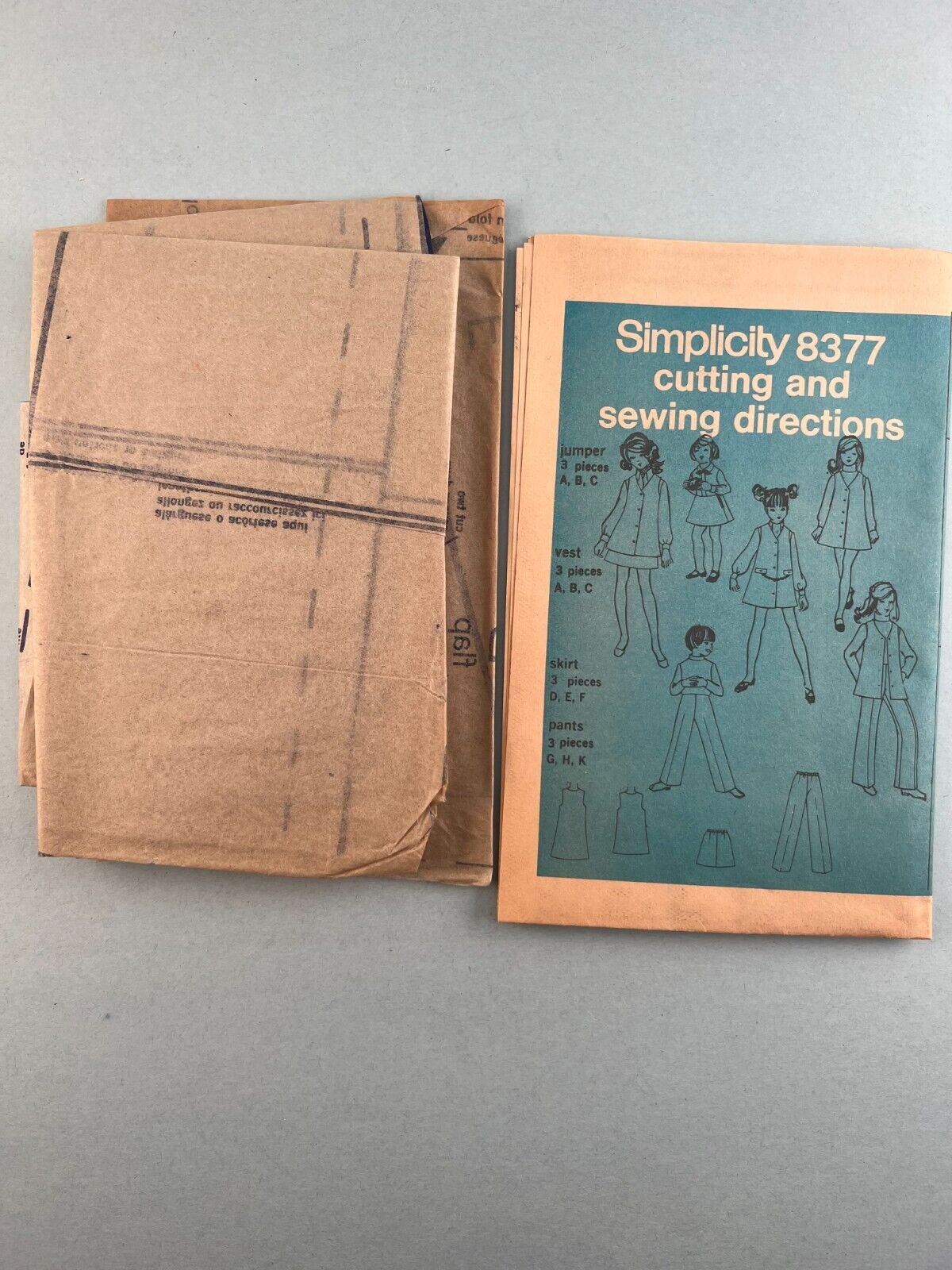 Simplicity 8377 Vintage Sewing Pattern 1969 Girls Jumper or Vest Skirt & Pants