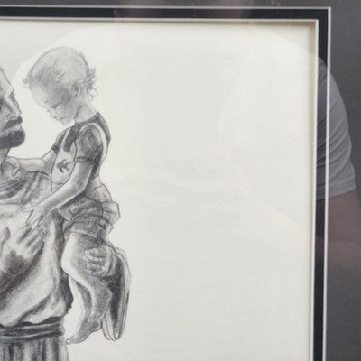 Jesus with Children Framed Wall Art Picture Matted 16x20 Scripture Matthew 19:14