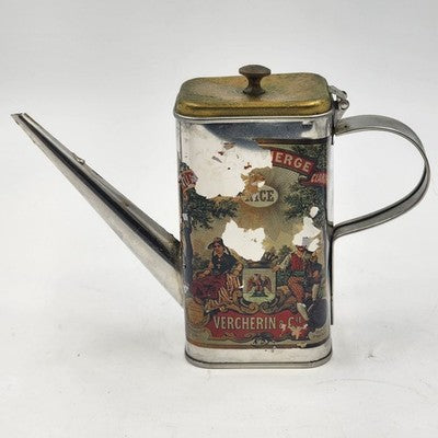 Vercherin Olive Oil Tin Can Huile D'Olive Vierge Clarifiee France w Spout 5.5"