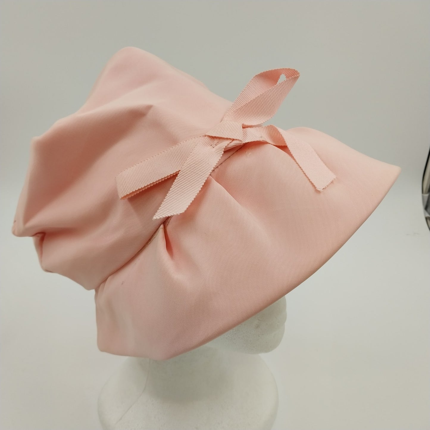 Union Made Women's Pale Pink Summer Sun Bucket Hat with Ribbon Bow USA