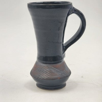 Studio Pottery Coffee Mug John Scott Crafted Tea Cup 5.75" Cobalt Black Vintage