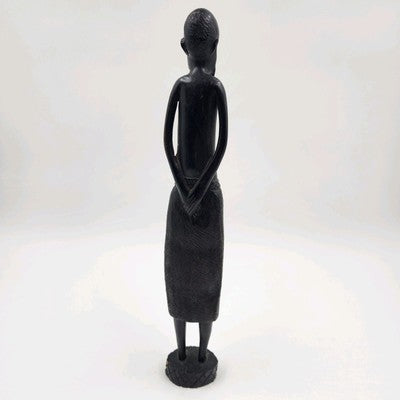 African Man Ashanti Asante Statue Sculpture Hand Carved Ebony Dark Ironwood 15"