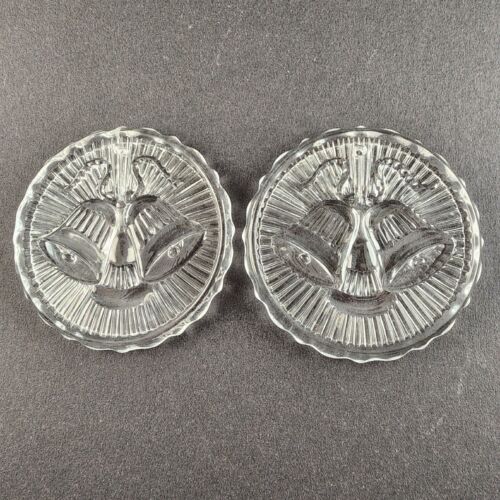 2 Vintage Fostoria Glass Lead Crystal Clear Jingle Bells Christmas Ornaments