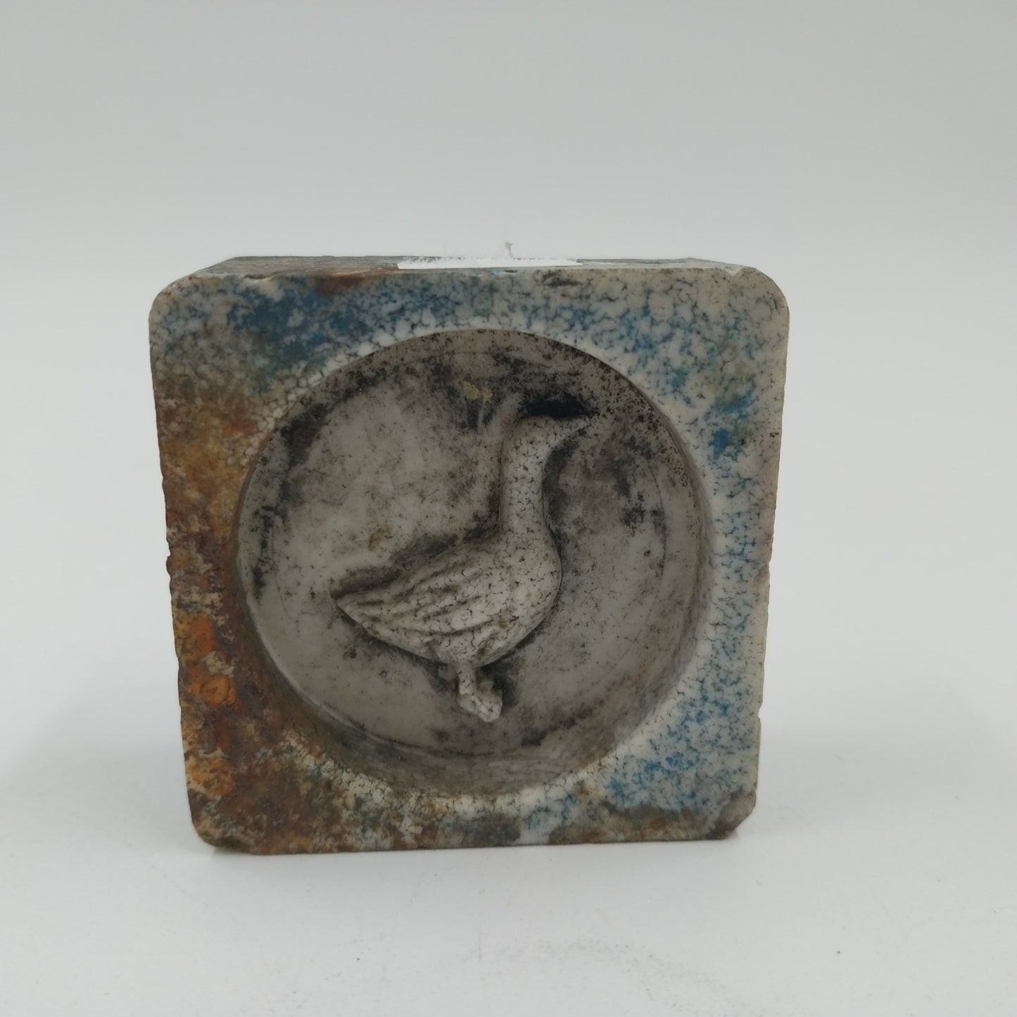 Goose Shaped Antique Candy Mold Ceramic 2.25" Square Blank Reverse Side