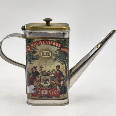 Vercherin Olive Oil Tin Can Huile D'Olive Vierge Clarifiee France w Spout 5.5"