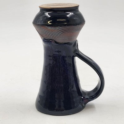 Studio Pottery Coffee Mug John Scott Crafted Tea Cup 5.75" Cobalt Black Vintage