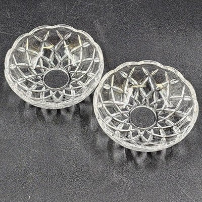 2 Pressed Glass Bobeche Chandelier Part Cups 4" Scalloped Edge
