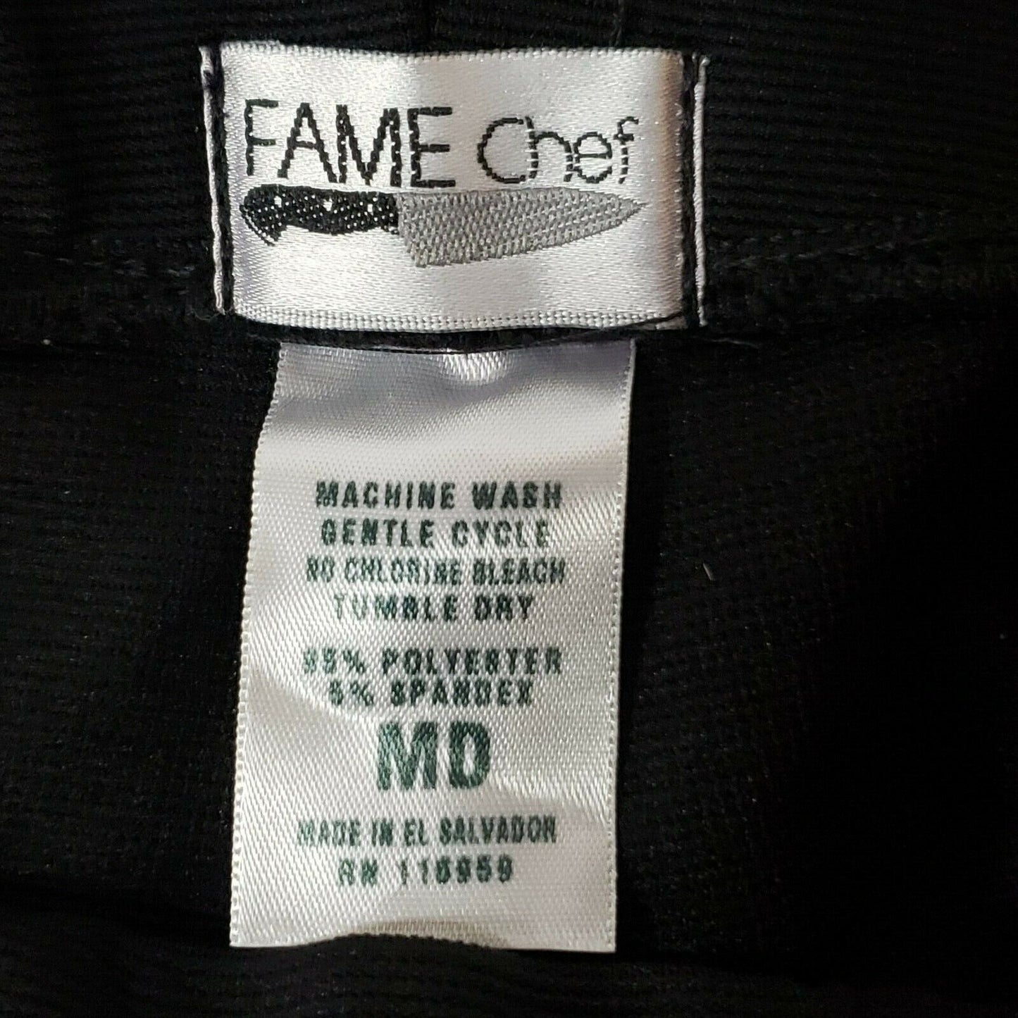 Women Chef Capri Medium Black Knit PullOn Fame Fabrics Elastic Waist 30"W x 22"I