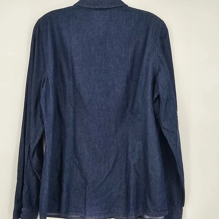 The Limited Women’s Denim Blouse Large Blue Button Front Shirt Casual