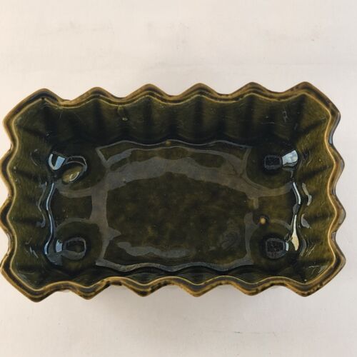 UPCO 277 Two Tone Green Pottery Planter Tapered Rectangular Vintage Made in USA
