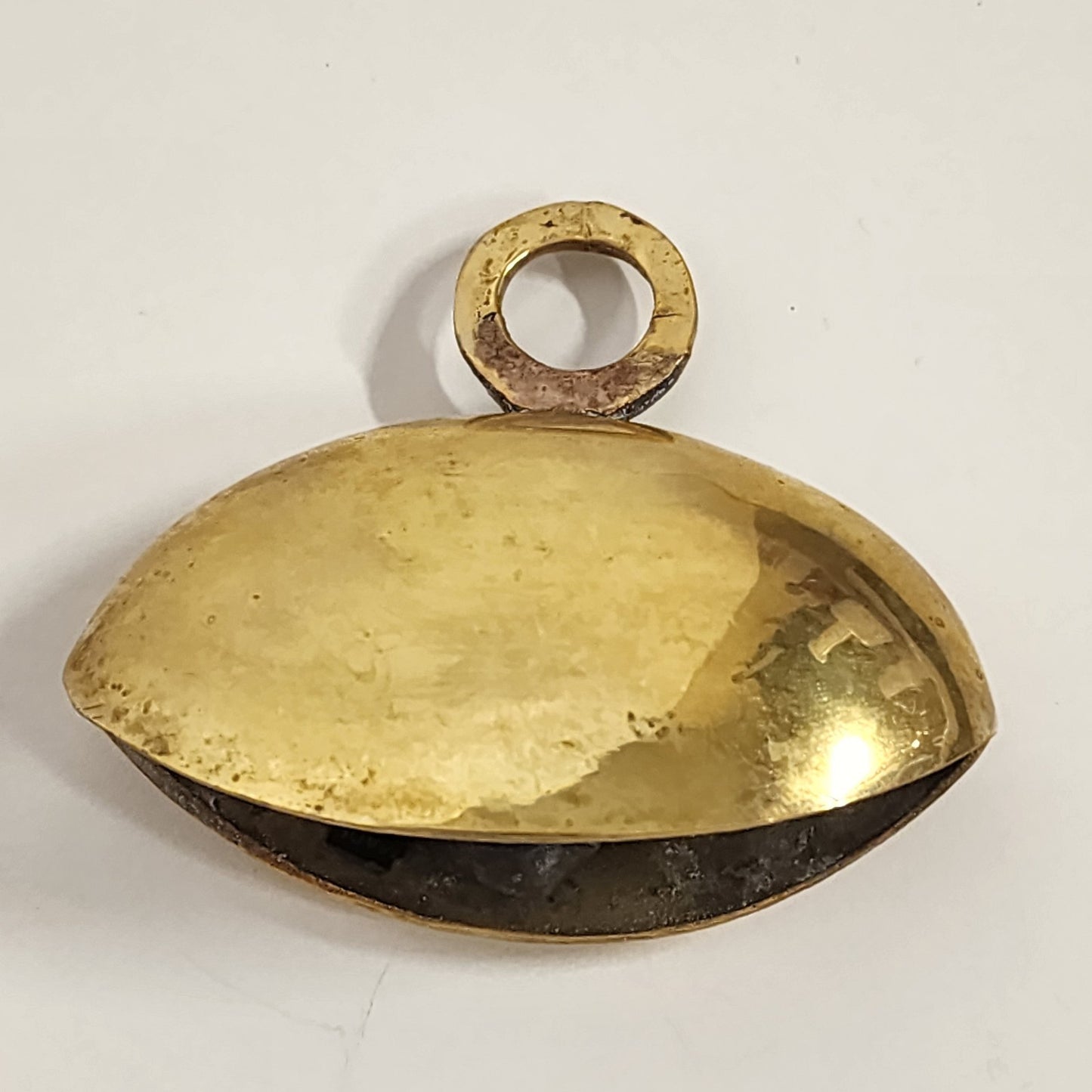 Shiny Brass Gold Tone Asymmetrical Temple Fasting Bell with Ring Handle 3"x2.5"