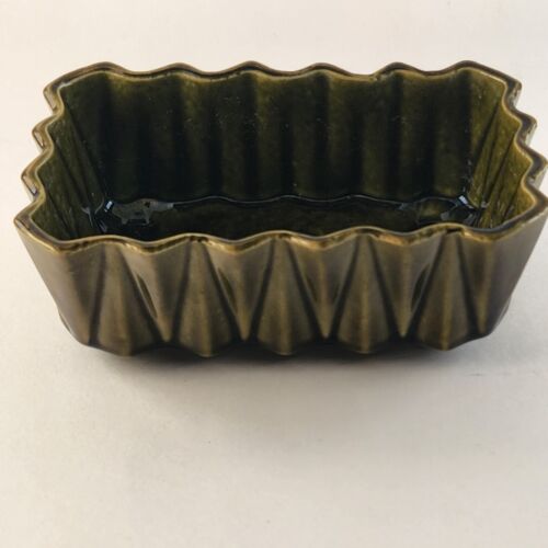 UPCO 277 Two Tone Green Pottery Planter Tapered Rectangular Vintage Made in USA