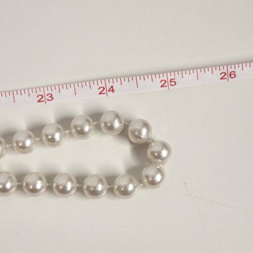 Faux Pearl Necklace White Beaded No Clasp 24" Long No End Fashion Jewelry Vtg