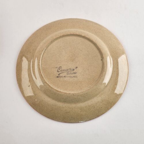 Omar Ware English Stoneware Tea Cup and Saucer Beige Orange Trim England