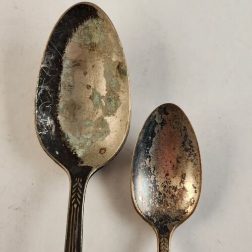 6 Various Silver Plate Flatware Pieces Vintage 2 Forks 2 Teaspoons 2 Other Spoon