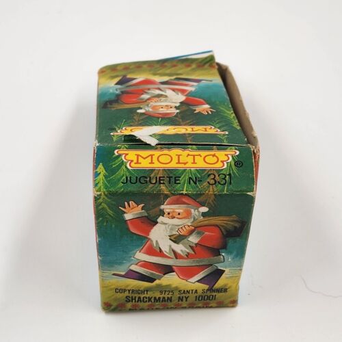 Christmas Tree Tin Spinning Push Toy with Santa Molto Spain #331 1950's