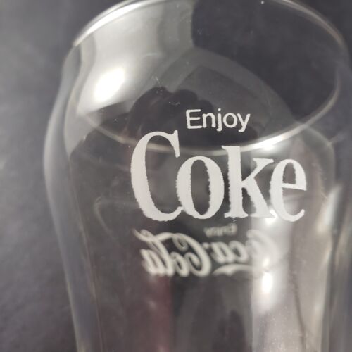 6 Fountain Style Coca-Cola 5" Clear 11 Ounce Drinking Glasses Vintage Enjoy Coke