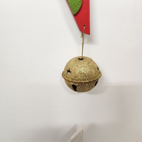 Santa Claus Head Christmas Sign Wall Decor Wooden 24" Size Large Bell on Hat