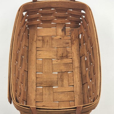 Longaberger Storage Pantry Basket with 6 Wooden Dividers & Leather Handles 1995