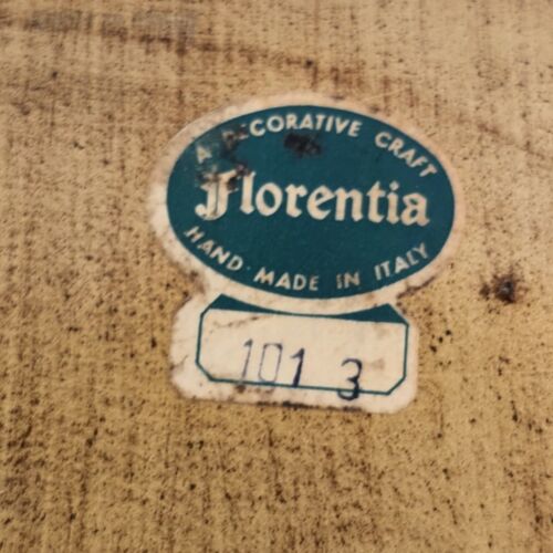 Florentia Toleware Round Serving Tray Hand Tooled 13" Red & Green Italy Vintage