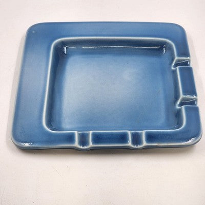 Rookwood Art Pottery Vintage MCM Teal Blue White Ashtray 8.75" Square Repaired
