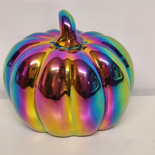 Martha Stewart LED Lighted Halloween Iridescent Pumpkin NWT 7" L x 5½" W x 6½"H