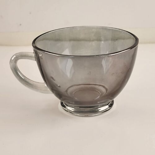 4 Sets of 8" Salad Luncheon Plates with Coffee Cups AH Presence Glass Clear Gray