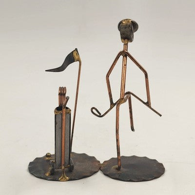 Golfer Breaking Club Rock Creek Metal Craft Art Sculpture 4.5" Vintage