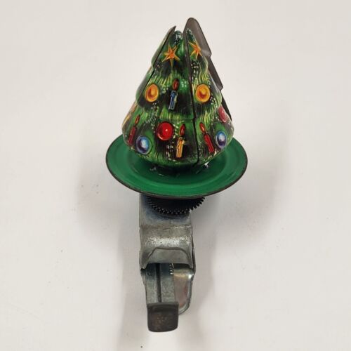 Christmas Tree Tin Spinning Push Toy with Santa Molto Spain #331 1950's