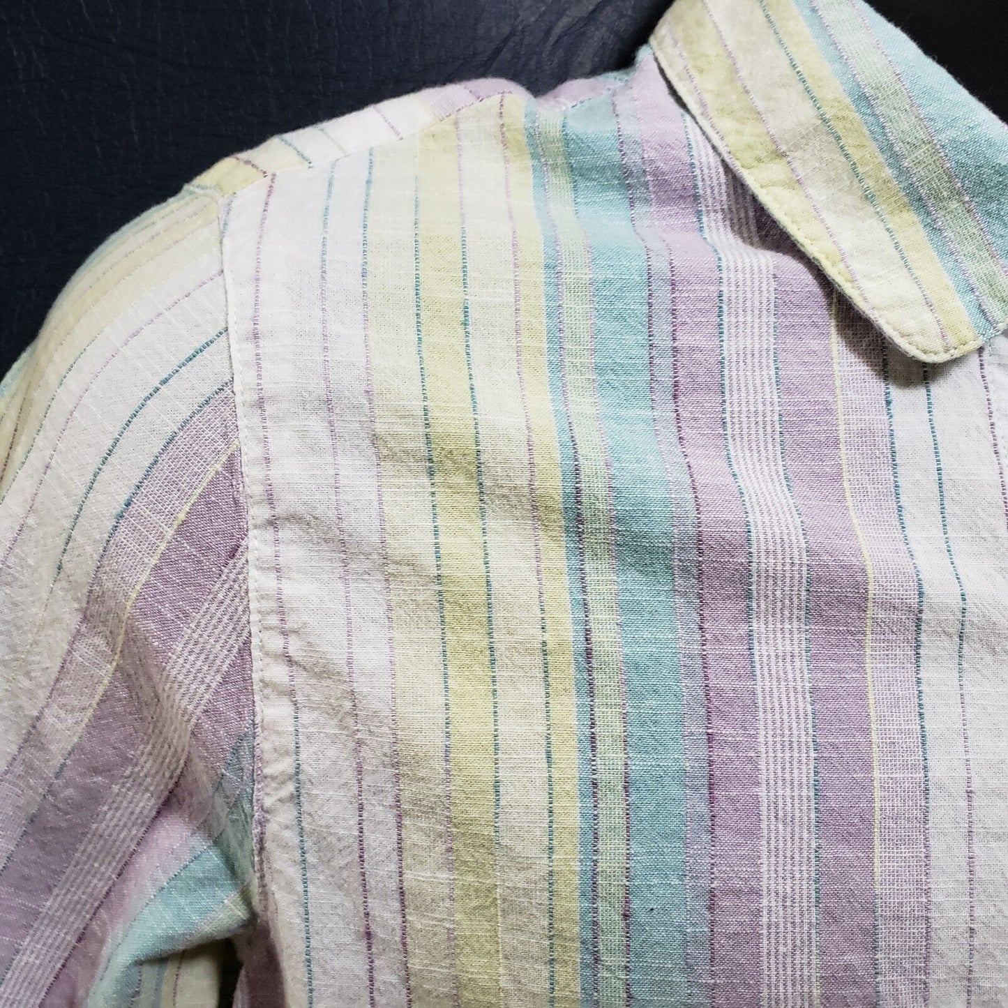 Alfred Dunner Blouse Size 12 LS Button Down Shirt Light Pastels EmbroideryDesign