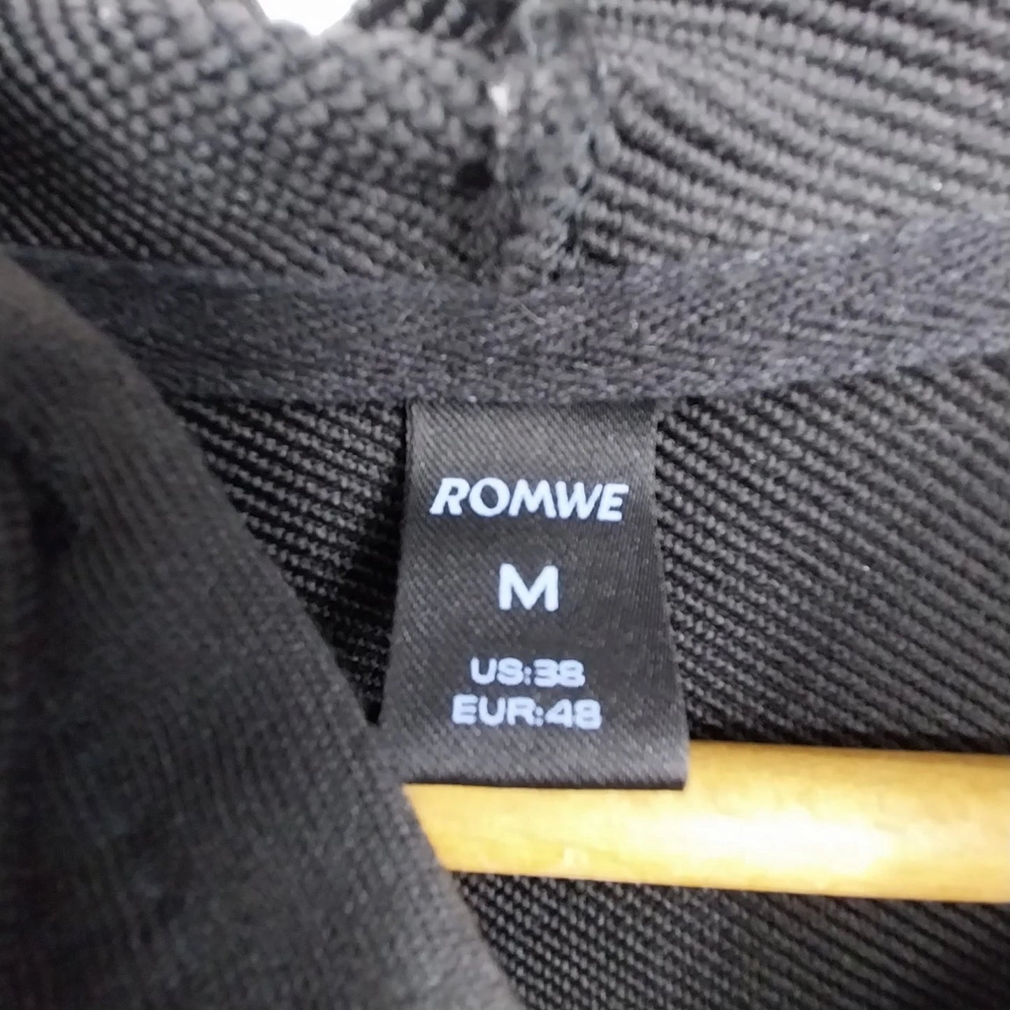Romwe Men's Sinister Grunge Hoodie Black Poly Knit Streetwear Graphic Goth Sz M