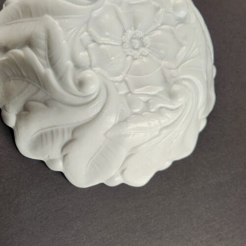 White Milk Glass Indiana Wild Rose Footed Serving Bowl